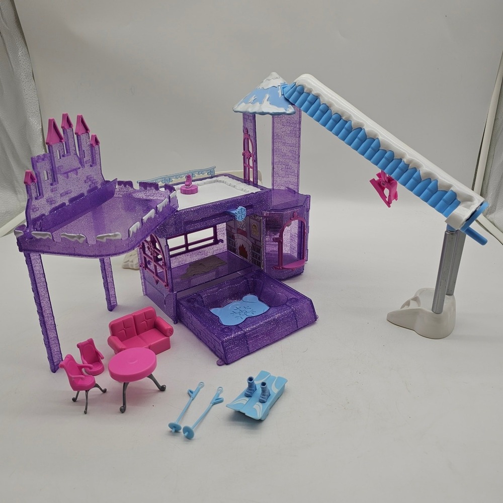 Polly Pocket‎ Snow Hotel Playset Winter Ice Pool Purple Castle Mattel (partial)